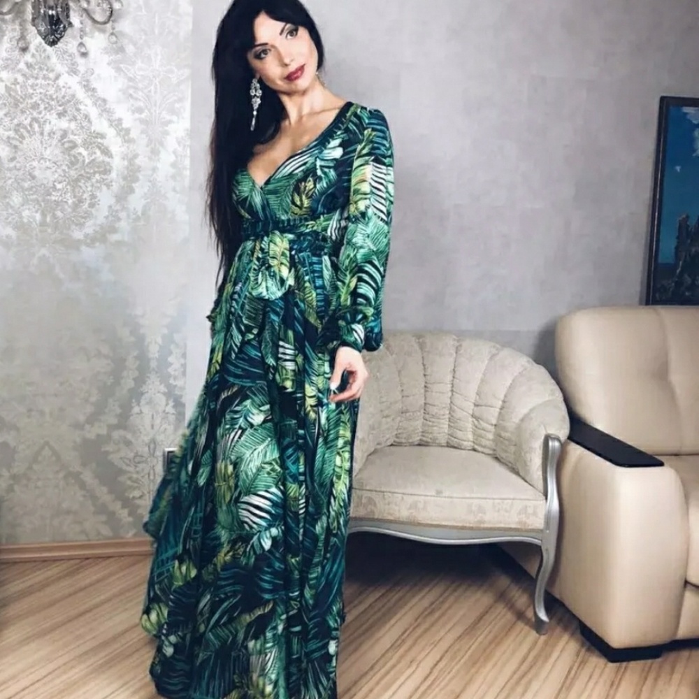 LOLA- Floral Chiffon Maxi Dress| Long Sleeve Maxi - Picture 3 of 6